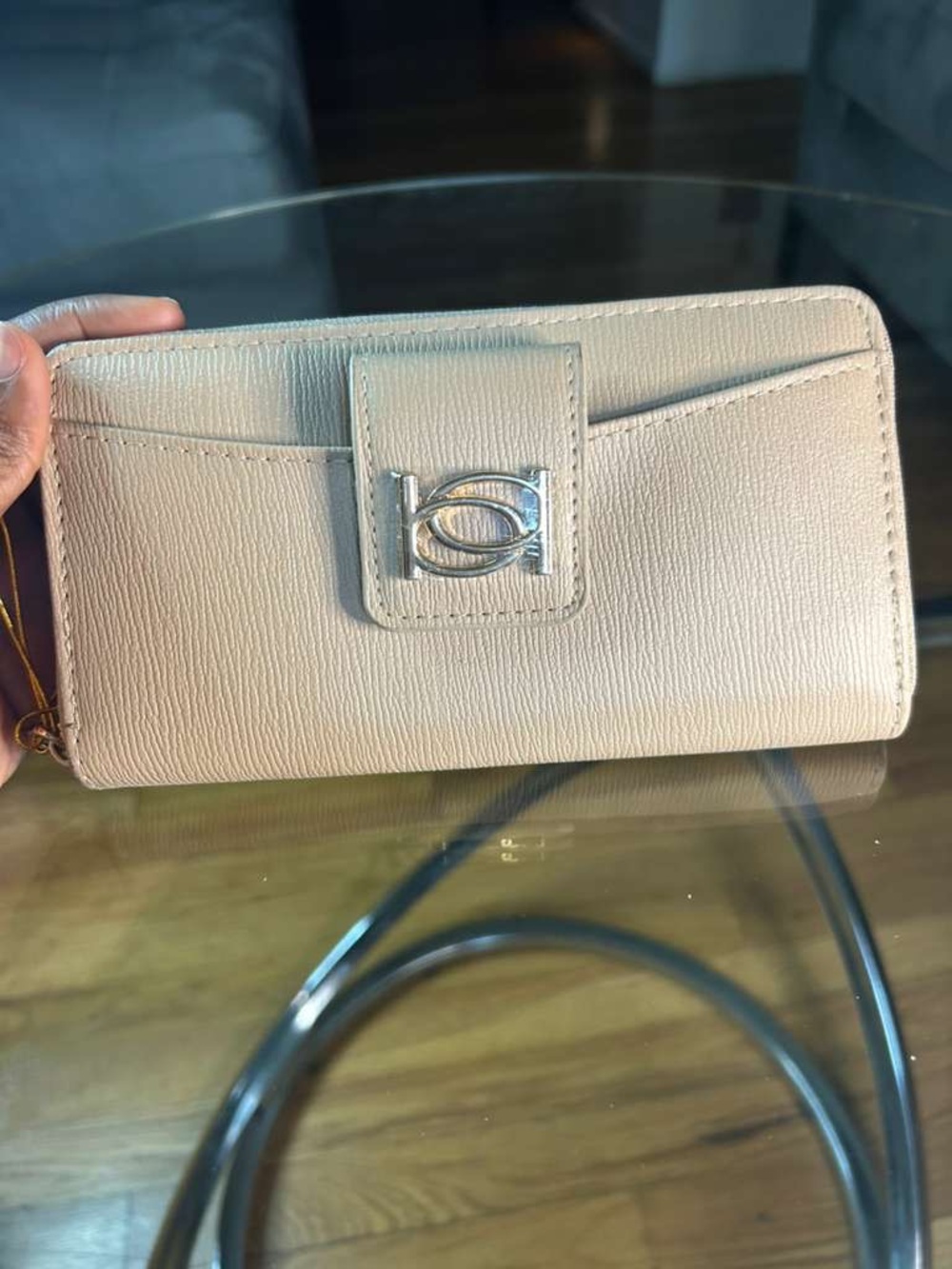 Neutral Beige Women's Wallet with Silver Accent